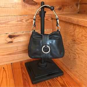 Ann Taylor Black Leather Silver Magnet Closure, EUC, 10”